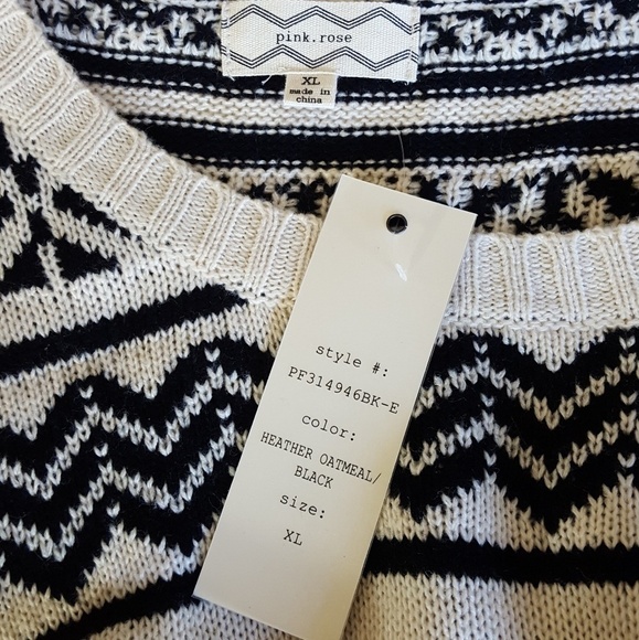Pink Rose Black and Cream Tribal Pattern Sweater Dress - Picture 6 of 6
